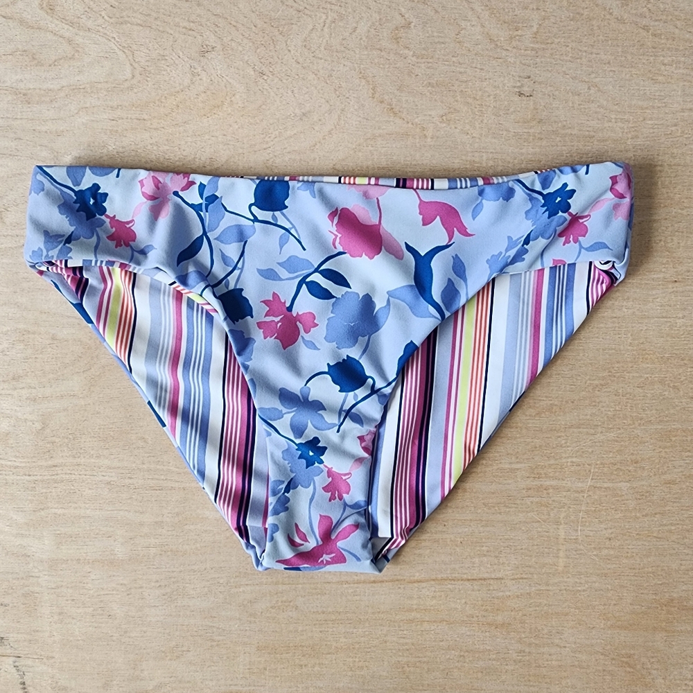 Splendid Flower Frenzy  Reversible Bikini Bottom - Blue Purple Pink Small